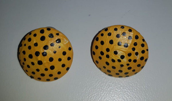 Earrings - Yellow with Black Dots