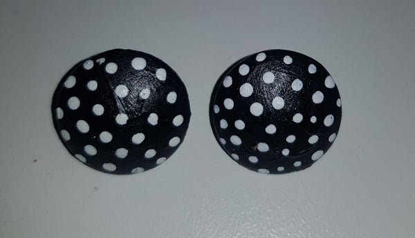 Earrings - Black with White Dots