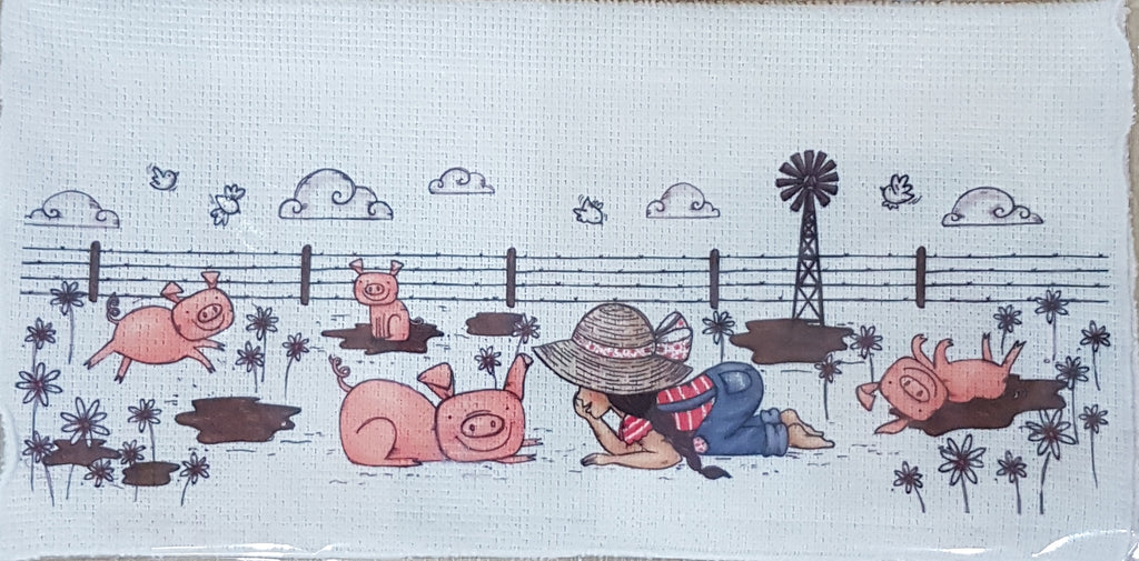 Wash Cloth - Girl with pigs ( Farm Range)