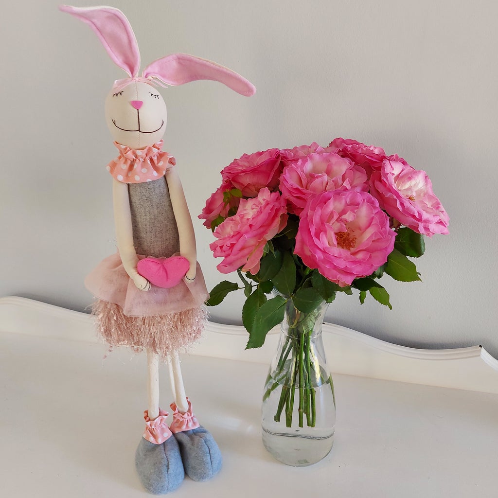 Pink Fabric Girl Rabbit with Plain Ears & Feet
