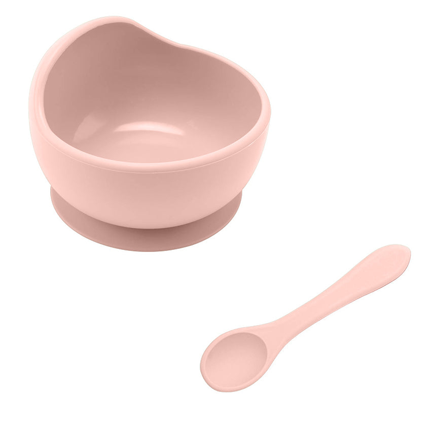 Silicone Bowl with Spoon  - Apricot