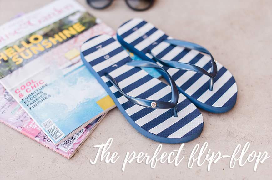 Blue Striped Flip Flops
