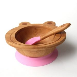 Organic Bamboo Bowl - Pink Froggy